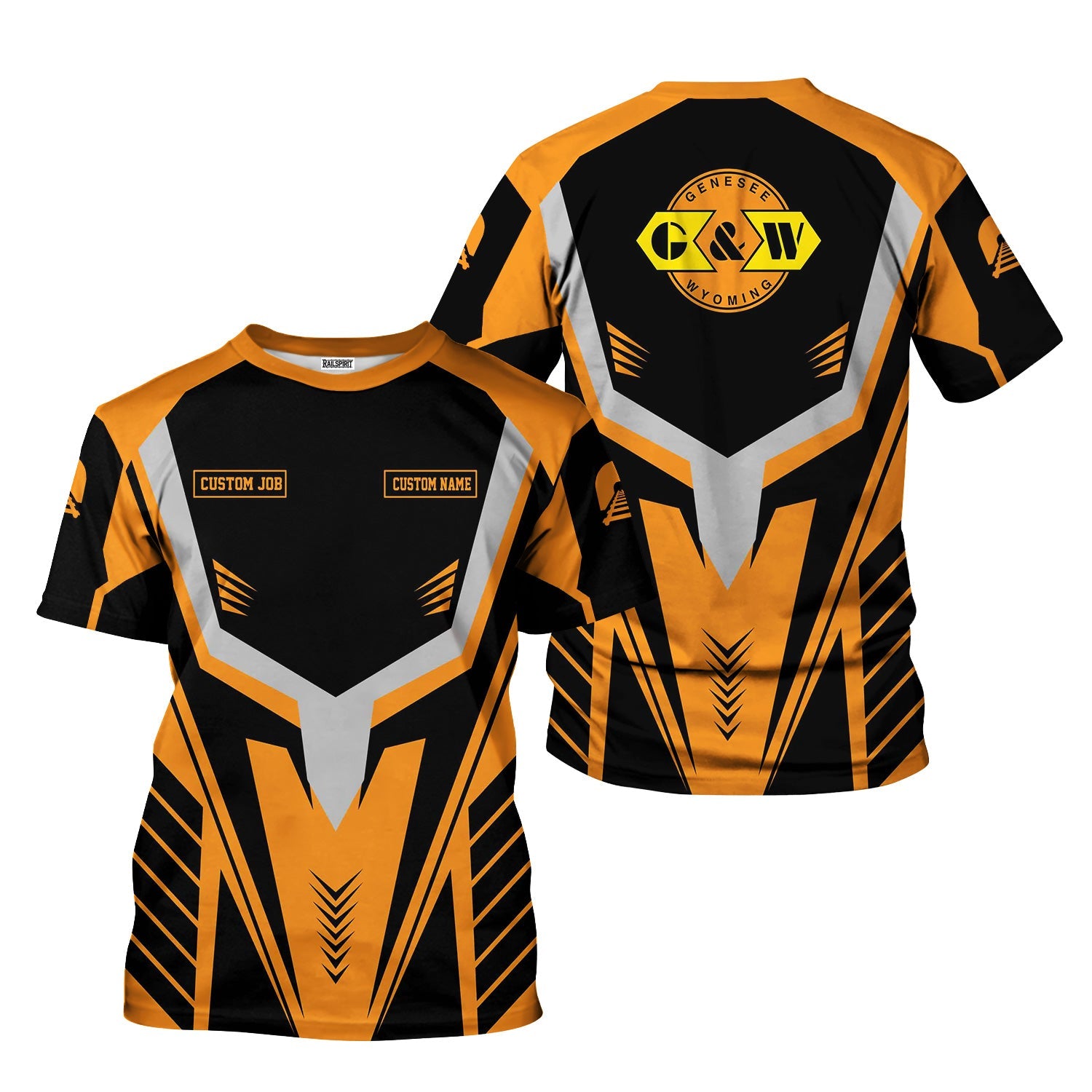 Railspirit Personalized Genesee & Wyoming Inc. Railroad T-Shirt Workwear-Inspired with Custom Position Train Shirt