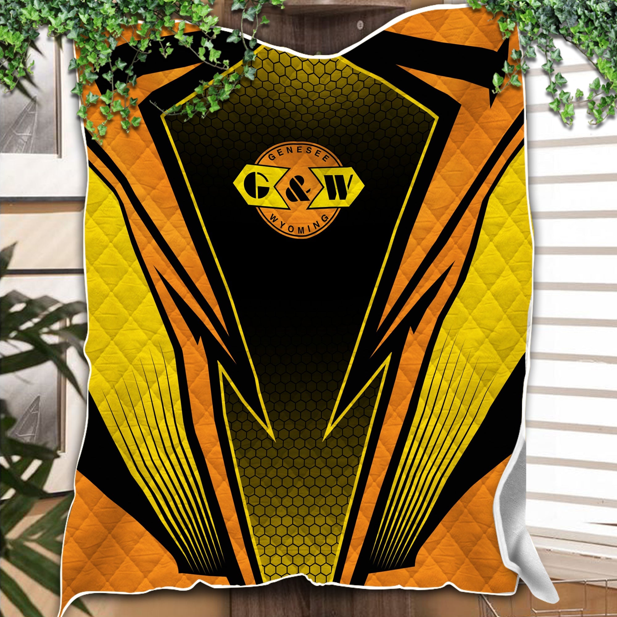 Railspirit Genesee & Wyoming Inc. Railroad Premium Quilts Lightning Graphic Style Premium Quilts Gift Idea For Train Lover