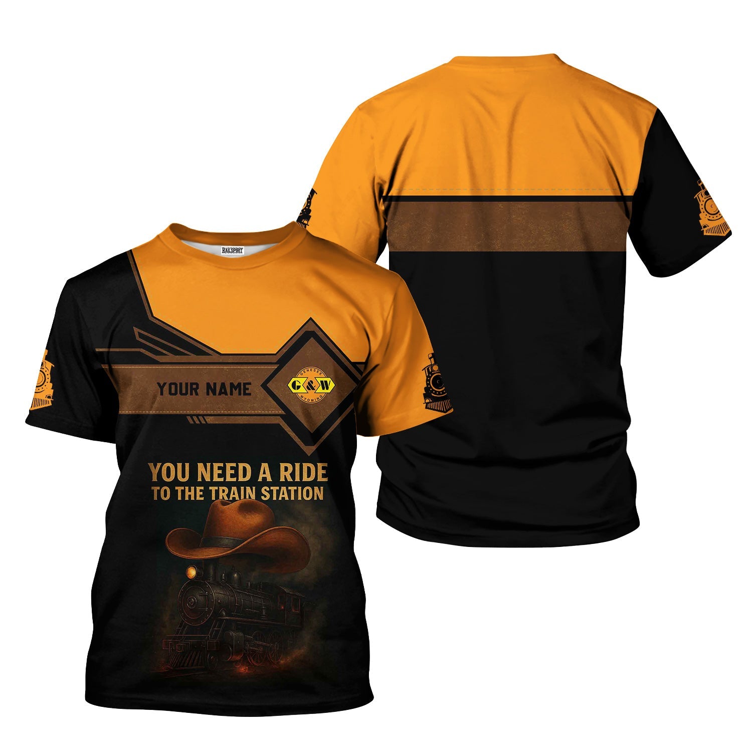 Railspirit Personalized Genesee & Wyoming Inc. Railroad T-Shirt You Need A Ride To The Train Station Shirt For Train Lovers