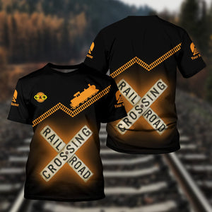 Railspirit Personalized Genesee & Wyoming Inc. Railroad T Shirt Railroad Crossing Printed Train Track Shirt