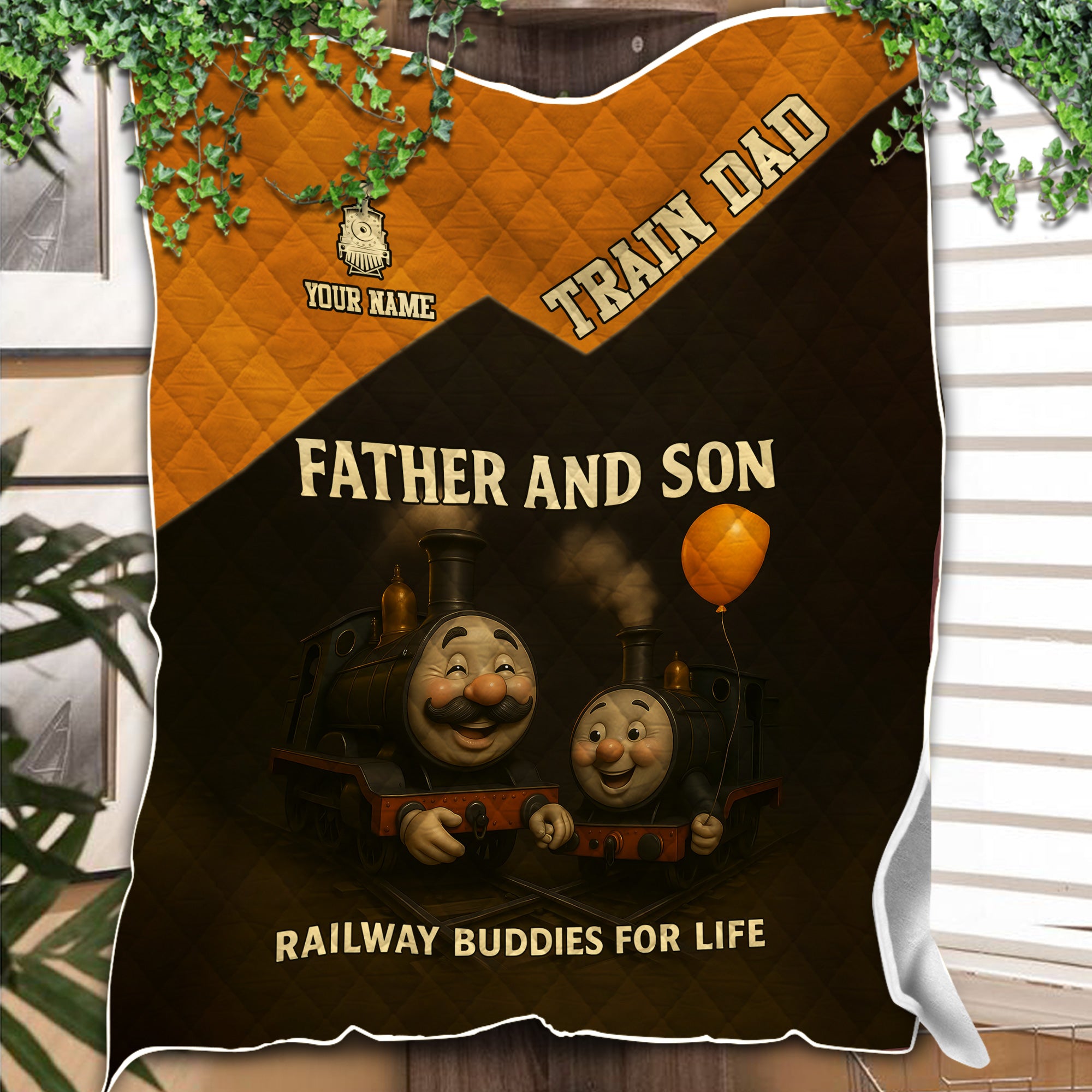 Railspirit Personalized Father And Son Railway Buddies For Life All Over Printed Premium Quilts