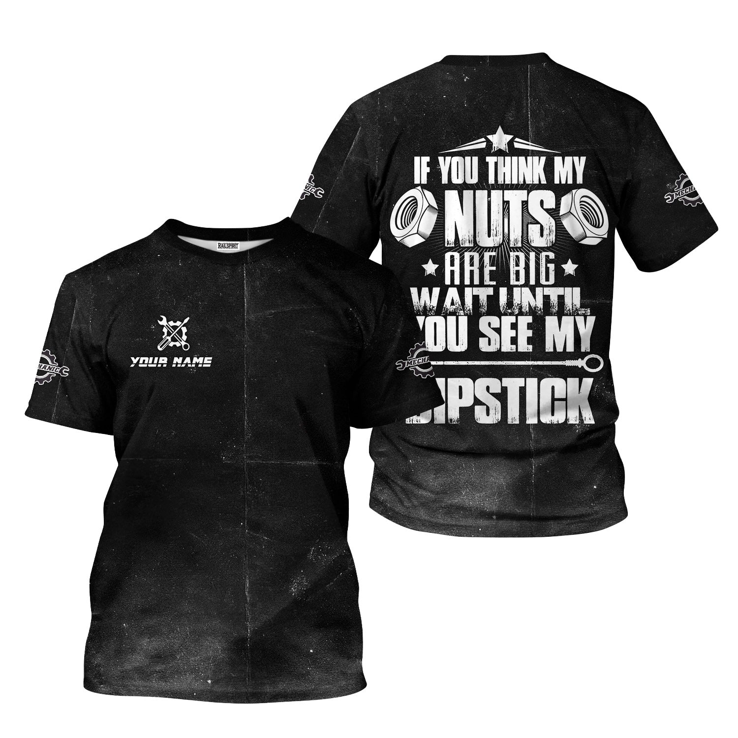 Custom Name Vintage Mechanic Shirt If You Think My Nuts Are Big Wait Until You See My Dipstick T Shirt
