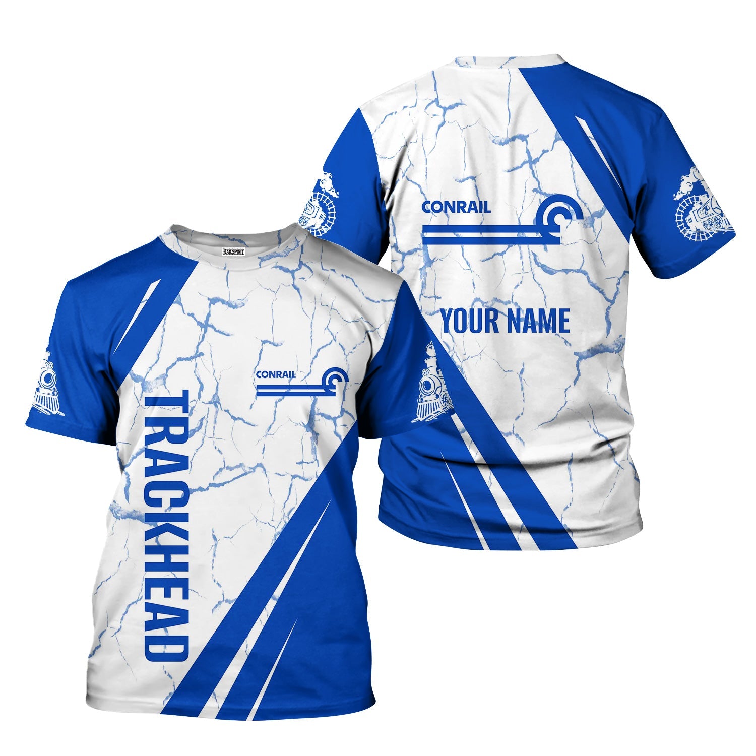 Railspirit Personalized Conrail Railroad T-Shirt Crackle Texture Style Shirt For Trackhead