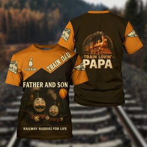 Railspirit Personalized T-Shirt Father And Son Railway Buddies For Life Shirt Gift Idea For Train Lover