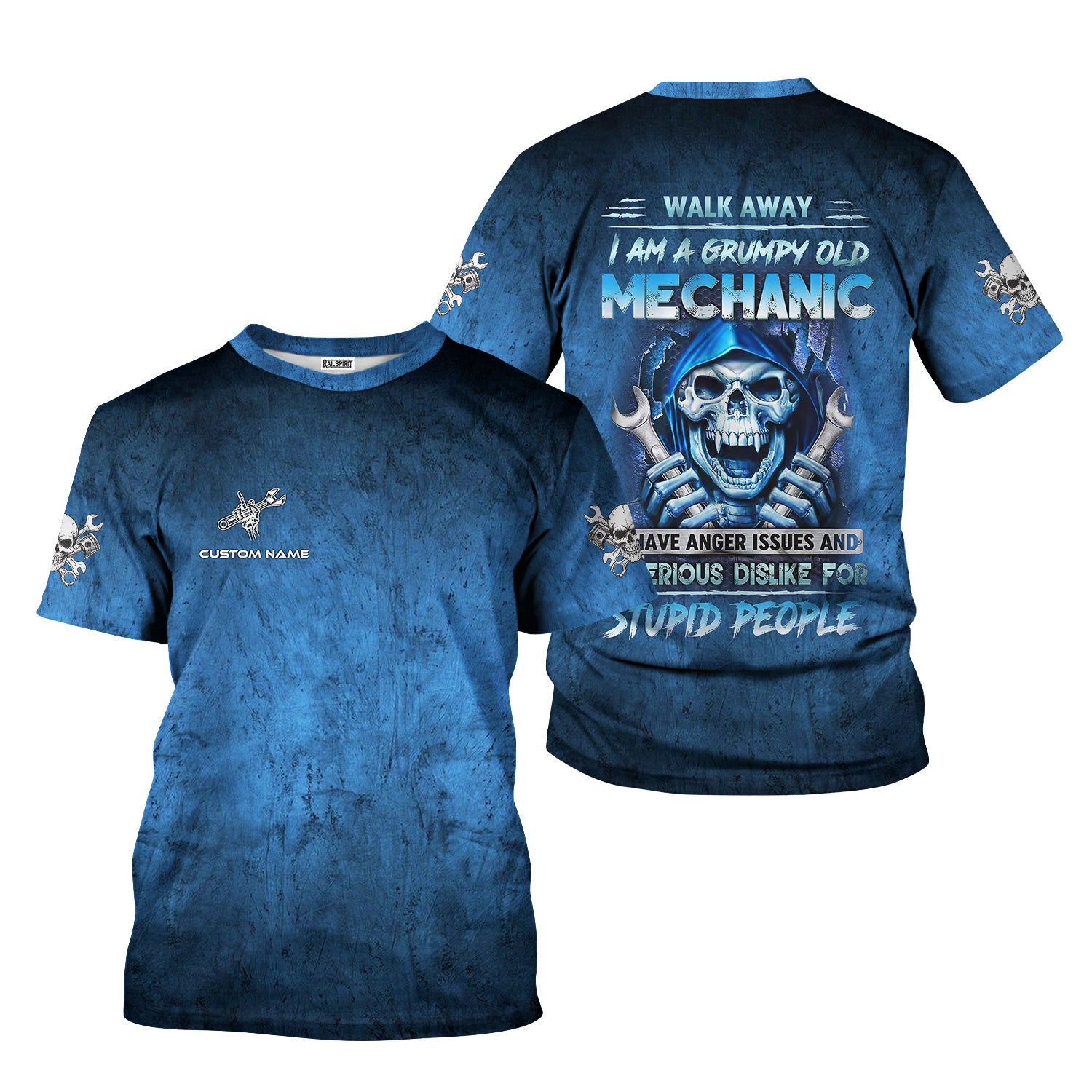 Custom Name Mechanic Shirt Walk Away I Am A Grumpy Old Mechanic T Shirt