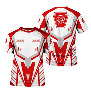 Railspirit Personalized Pennsylvania Railroad T-Shirt Workwear-Inspired with Custom Position Train Shirt