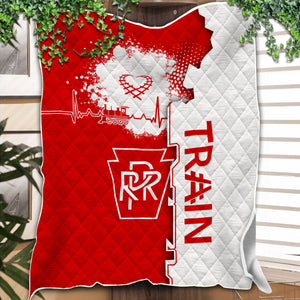 Railspirit Pennsylvania Railroad Premium Quilts Engine Heartbeat and Track Love Style Quilts Gift Idea For Train Lovers