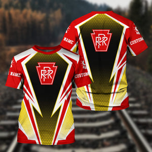 Railspirit Personalized Pennsylvania Railroad T-Shirt Lightning Graphic Style Shirt Gift Idea For Train Lover