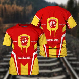 Railspirit Personalized Pennsylvania Railroad T-Shirt Custom Year Railroader Shirt Gift Idea For Train Lover