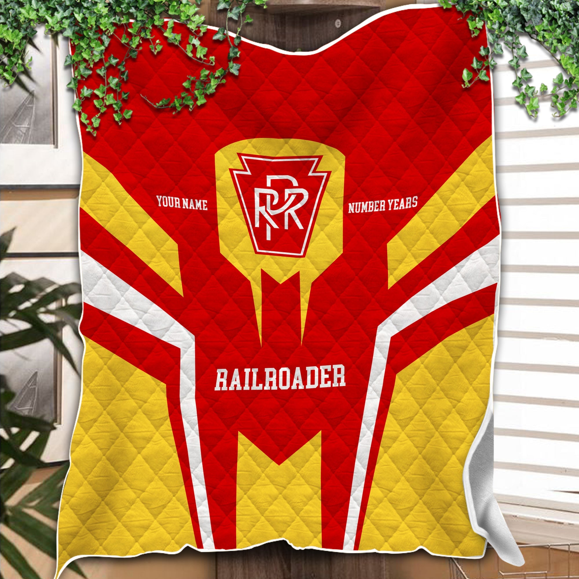 Railspirit Personalized Pennsylvania Railroad Premium Quilts Custom Year Railroader Gift Idea For Train Lover
