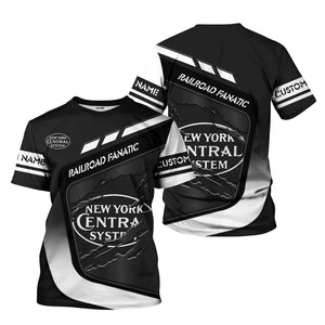 Railspirit Personalized New York Central Railroad T-Shirt Ripped Texture Style Train Shirt For Railroad Fanatic