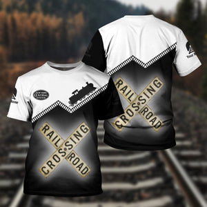 Railspirit Personalized New York Central Railroad T Shirt Railroad Crossing Printed Train Track Shirt