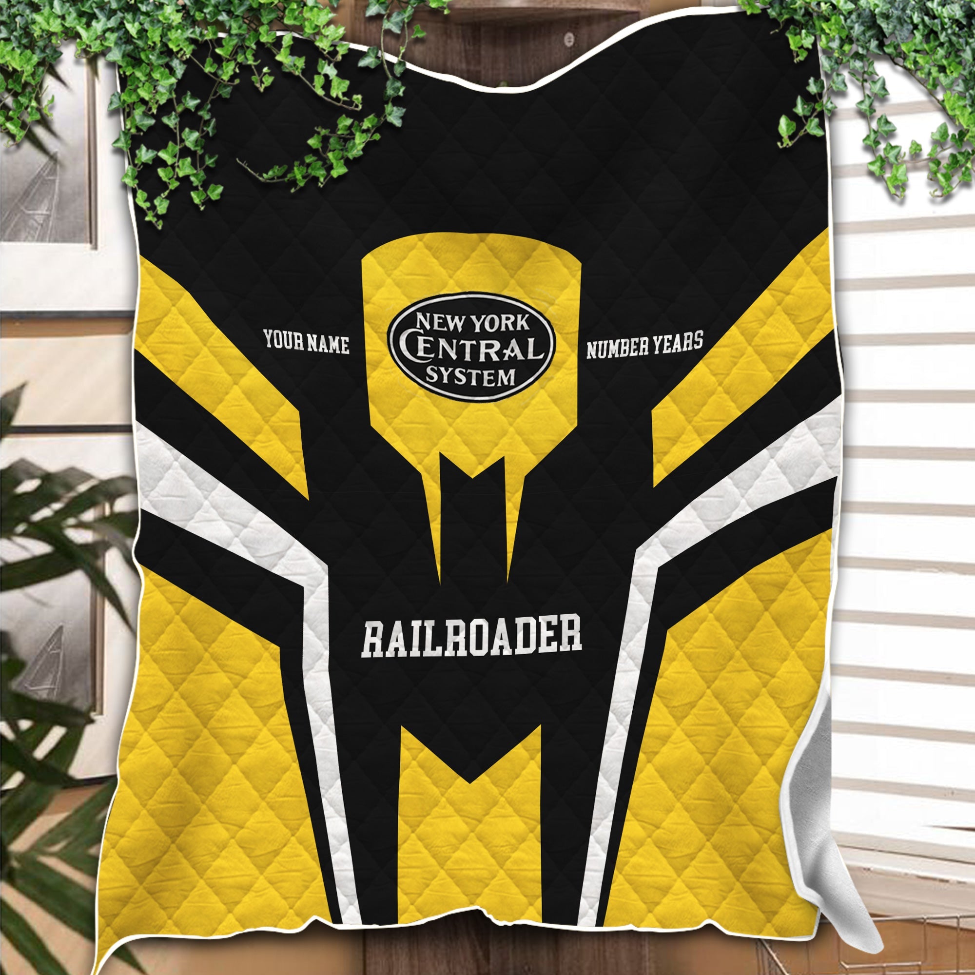 Railspirit Personalized New York Central Railroad Premium Quilts Custom Year Railroader Gift Idea For Train Lover