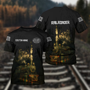 Railspirit Personalized New York Central Railroad T-Shirt Vintage Train Art Style Shirt For Locomotive Fans