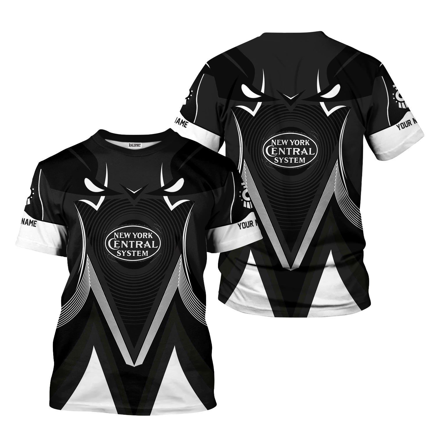 Railspirit Personalized New York Central Railroad T-Shirt Vibrant Graphic Pattern Shirt For Train Enthusiasts