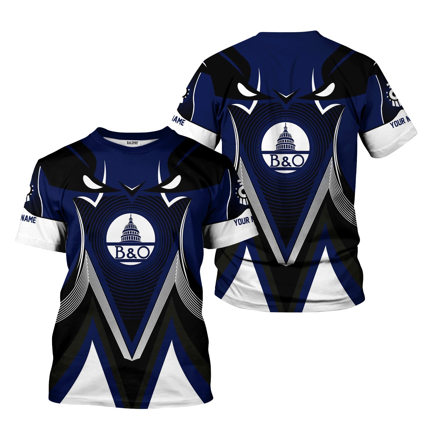 Railspirit Personalized Baltimore and Ohio Railroad T-Shirt Vibrant Graphic Pattern B&O Shirt For Train Enthusiasts