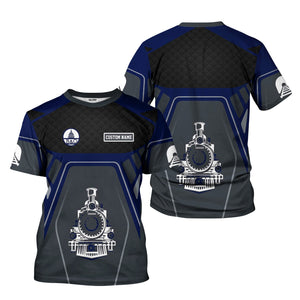 Railspirit Personalized Baltimore and Ohio Railroad T-Shirt Steam Locomotive Engine Graphic B&O Train Shirt All Over Print