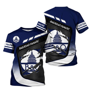 Railspirit Personalized Baltimore and Ohio Railroad T-Shirt Ripped Texture Style B&O Train Shirt For Railroad Fanatic