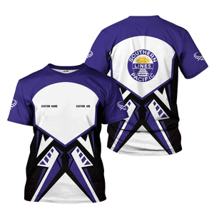 Railspirit Personalized Southern Pacific Railroad T-Shirt Vibriant Style with Custom Position Train Shirt