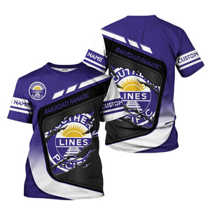 Railspirit Personalized Southern Pacific Railroad T-Shirt Ripped Texture Style Train Shirt For Railroad Fanatic