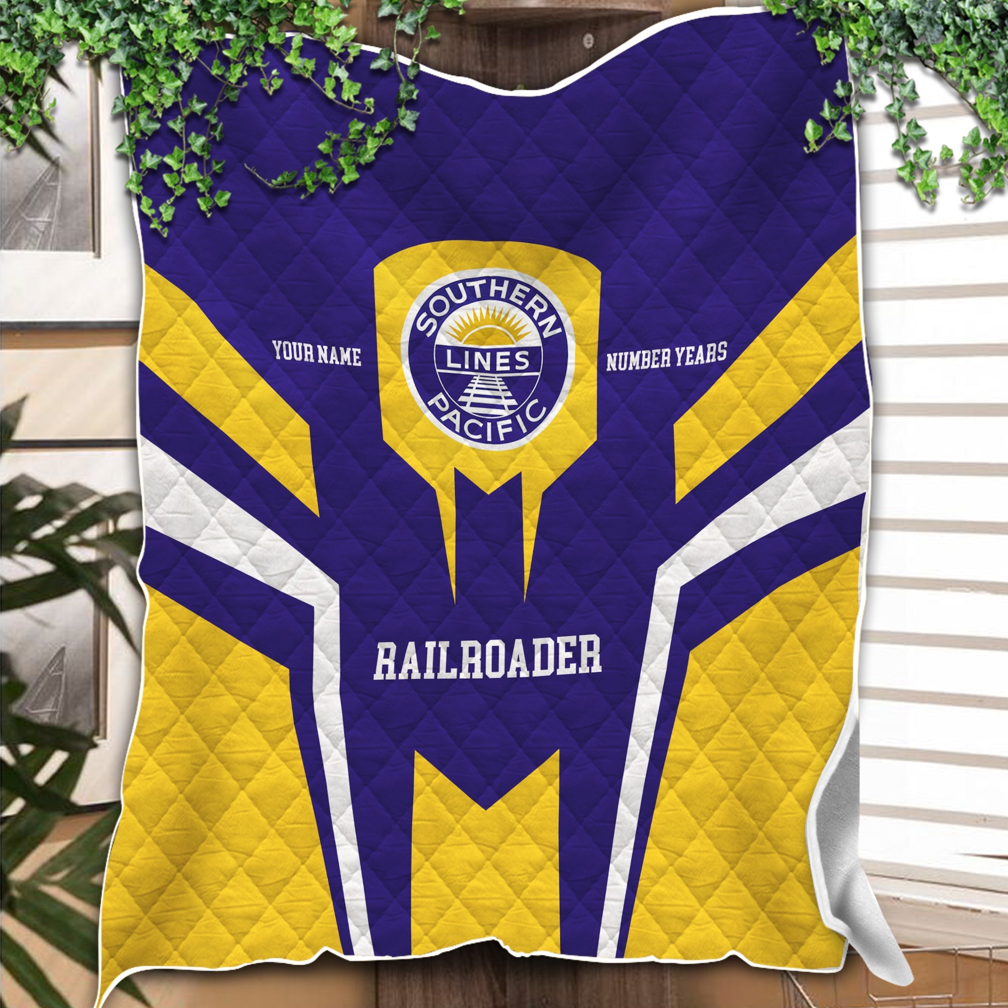 Railspirit Personalized Southern Pacific Railroad Premium Quilts Custom Year Railroader Gift Idea For Train Lover