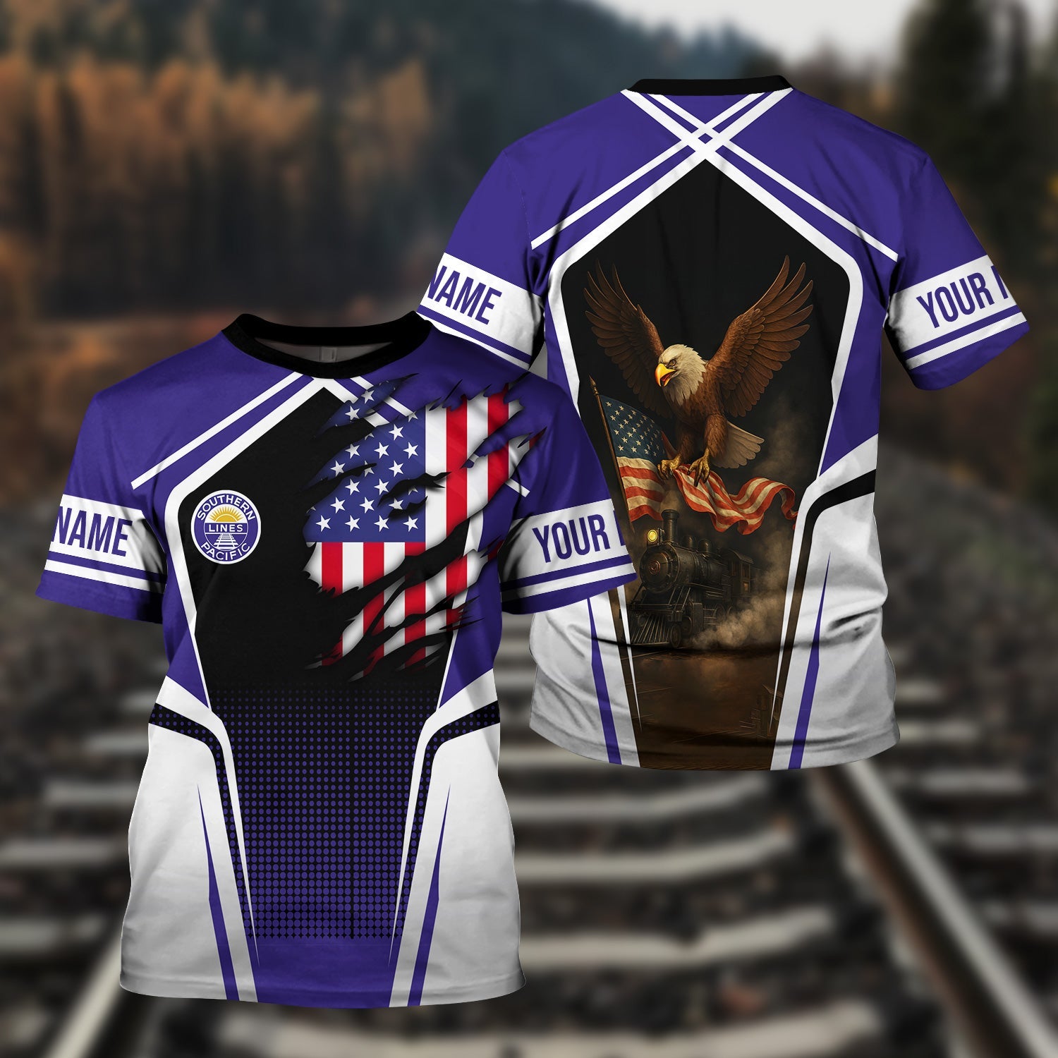 Railspirit Personalized Southern Pacific Railroad T Shirt American Eagle Vintage Train Shirt