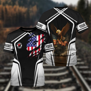 Railspirit Personalized Northern Pacific Railway T Shirt American Eagle Vintage Train Shirt
