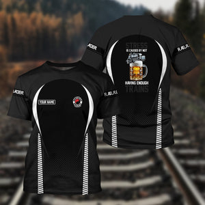 Railspirit Personalized Northern Pacific Railway T Shirt Stress Is Caused By Not Having Enough Trains Shirt All Over Print