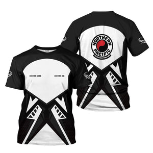 Railspirit Personalized Northern Pacific Railway T-Shirt Vibriant Style with Custom Position Train Shirt