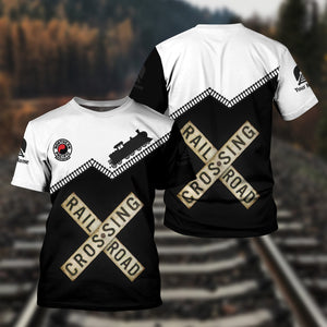 Railspirit Personalized Northern Pacific Railway T Shirt Railroad Crossing Printed Train Track Shirt