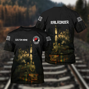 Railspirit Personalized Northern Pacific Railway T-Shirt Vintage Train Art Style Shirt For Locomotive Fans