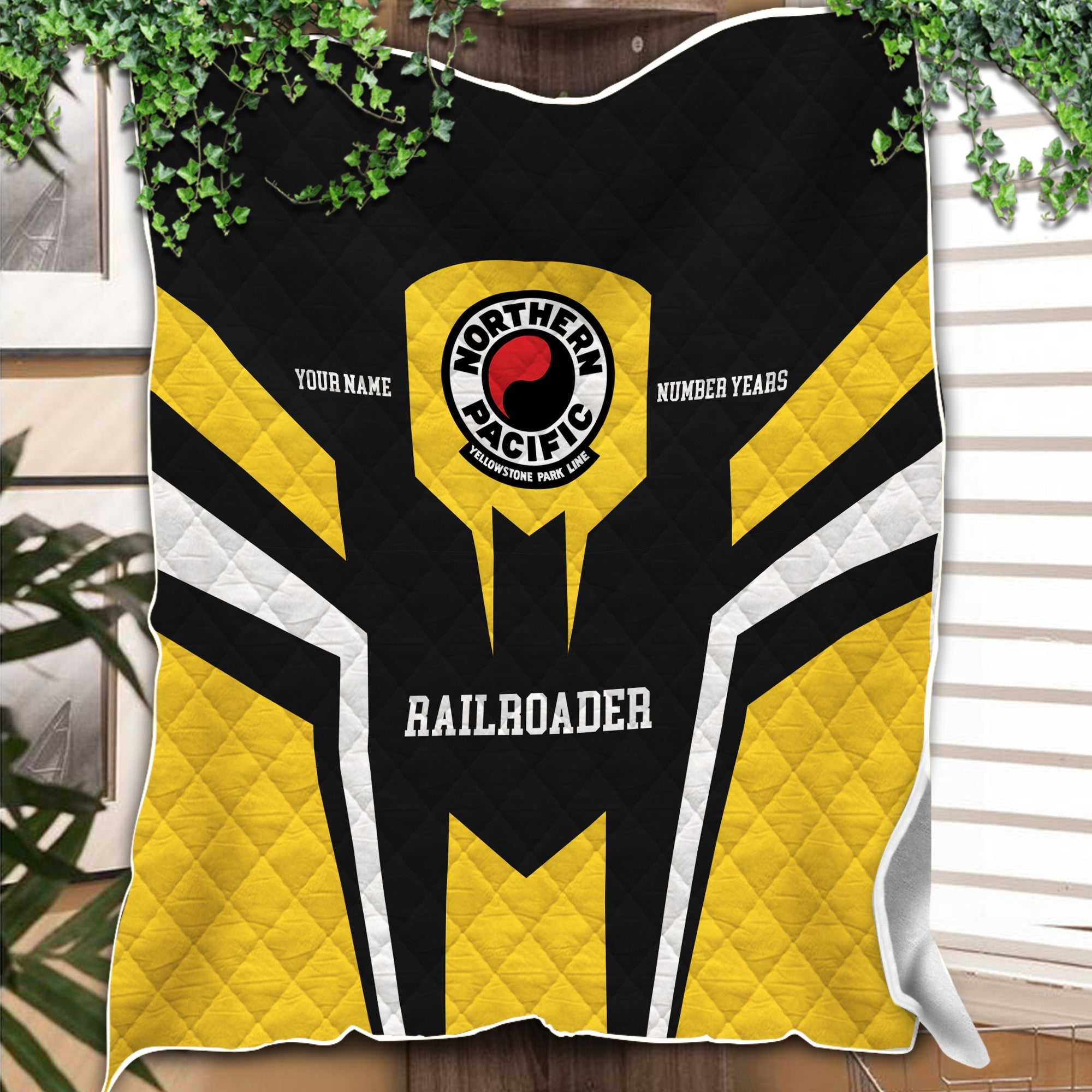Railspirit Personalized Northern Pacific Railway Premium Quilts Custom Year Railroader Gift Idea For Train Lover