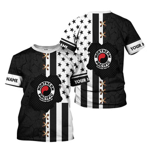 Railspirit Personalized Northern Pacific Railway T-Shirt American Flag with Crack Effect Train Shirt