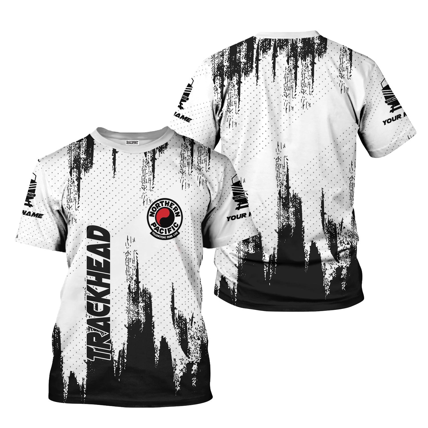 Railspirit Personalized Northern Pacific Railway T-Shirt Paint Impact Design Train Shirt for Trackhead