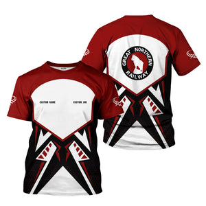 Railspirit Personalized Great Northern Railway T-Shirt Vibriant Style with Custom Position GNR Train Shirt