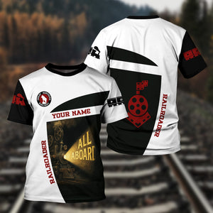 Railspirit Personalized Great Northern Railway T-Shirt All Aboard Steam Train Movie Projector Style GNR Shirt
