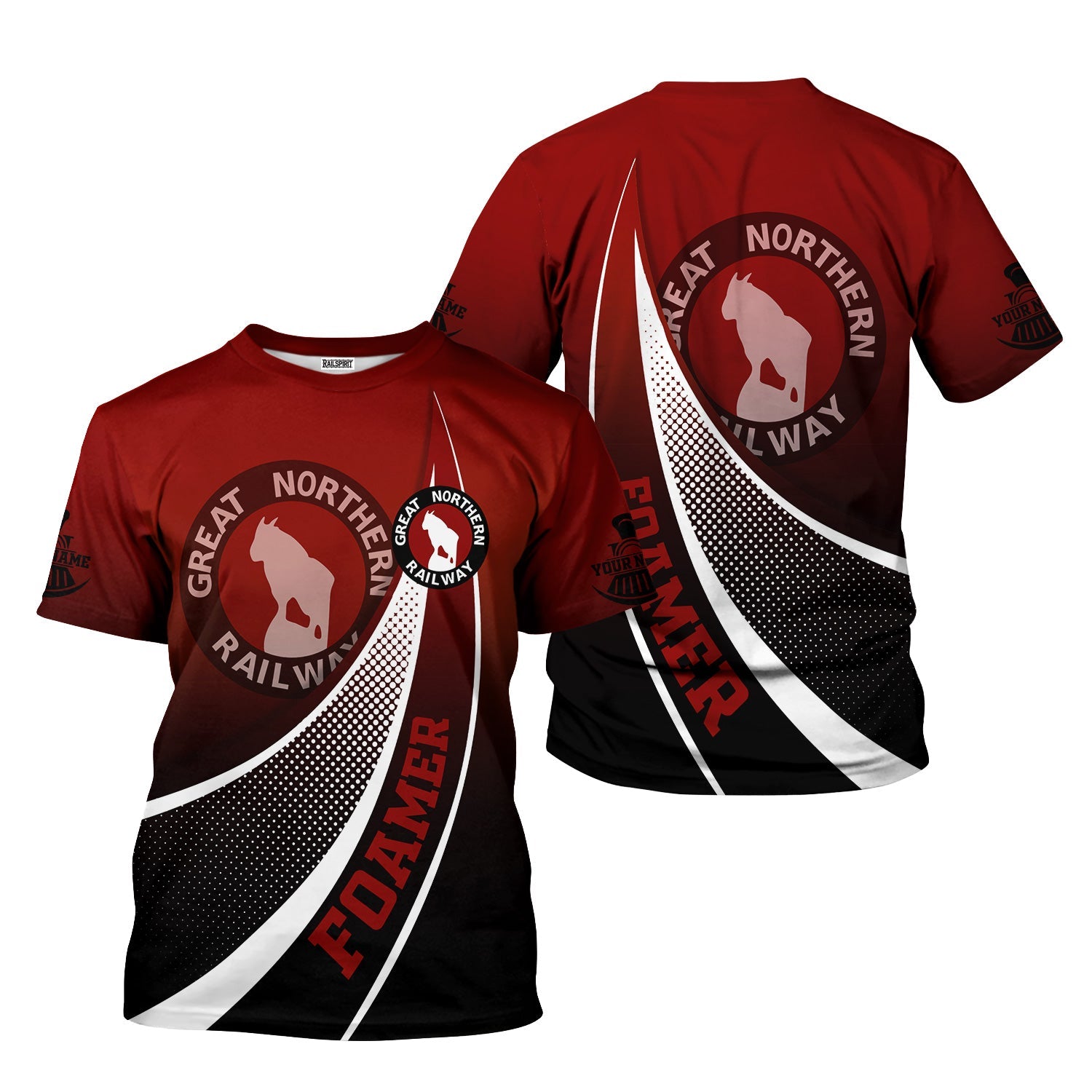 Railspirit Personalized Great Northern Railway T-Shirt Railway-Themed Style GNR Shirt Gift Idea For Trainspotter