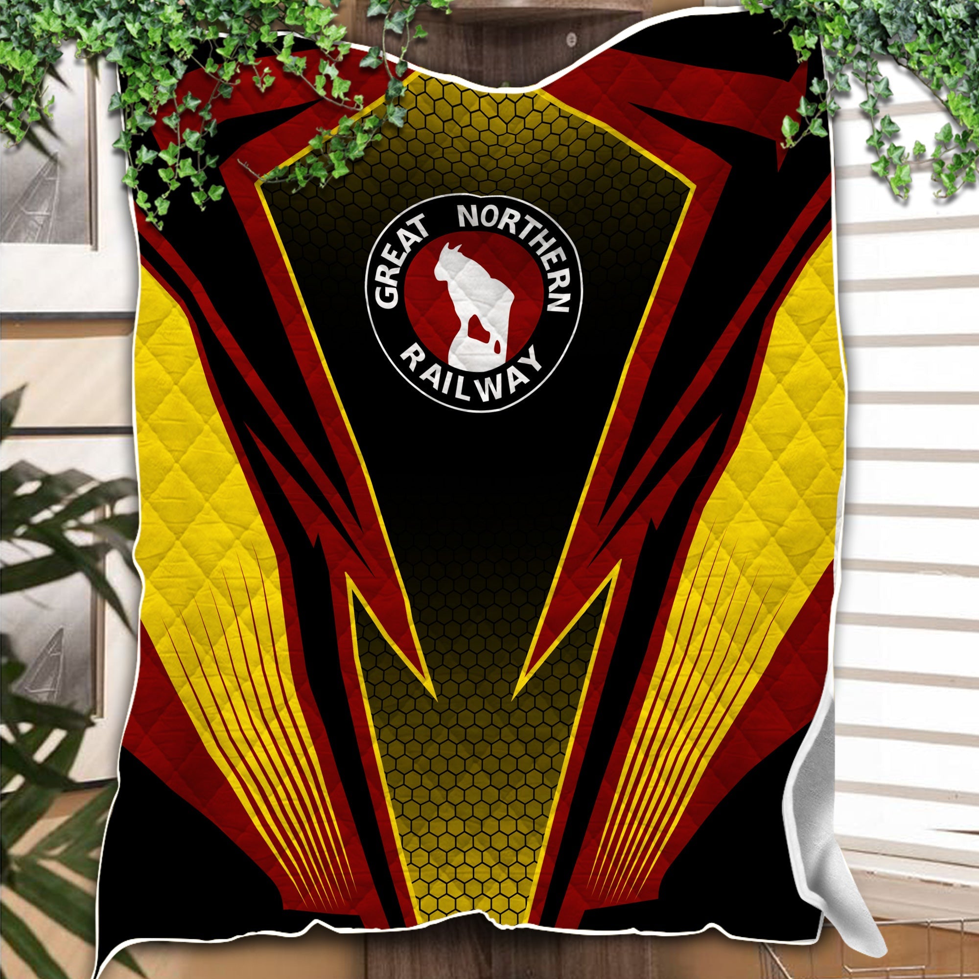 Railspirit Great Northern Railway Premium Quilts Lightning Graphic Style GNR Premium Quilts Gift Idea For Train Lover