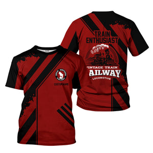 Railspirit Personalized Great Northern Railway T-Shirt Locomotive Design GNR Train Shirt for Train Enthusiast