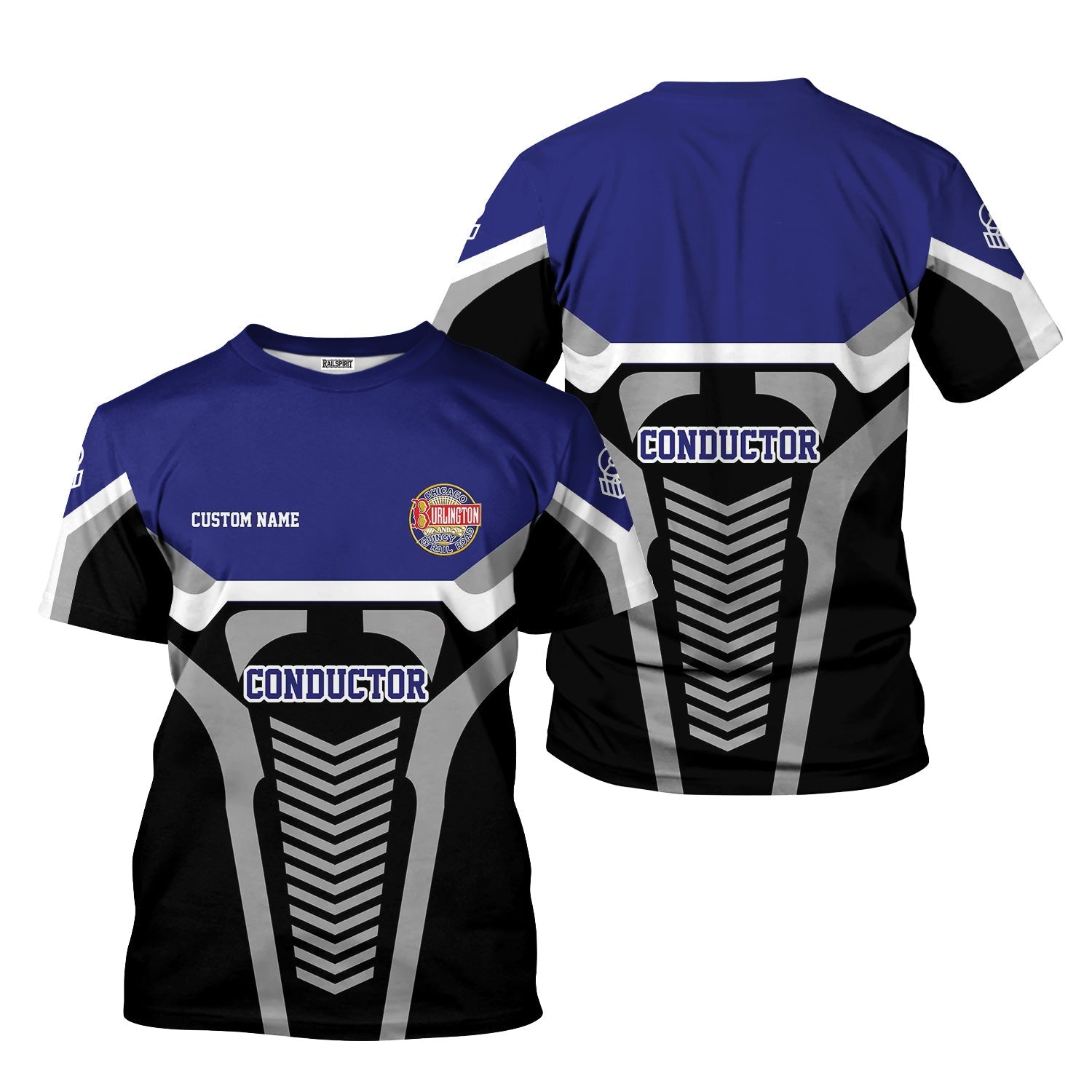 Railspirit Personalized Chicago, Burlington and Quincy Railroad T-Shirt Track-Inspired with Custom Job Position Train Shirt