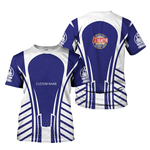 Railspirit Personalized Chicago, Burlington and Quincy Railroad T-Shirt Striped Railroad Style Train Shirt All Over Print