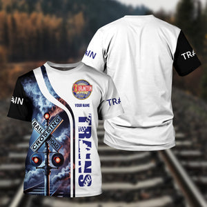 Railspirit Custom Name Chicago, Burlington and Quincy Railroad T Shirt One Track Mind American Locomotive Train Shirt All Over Print