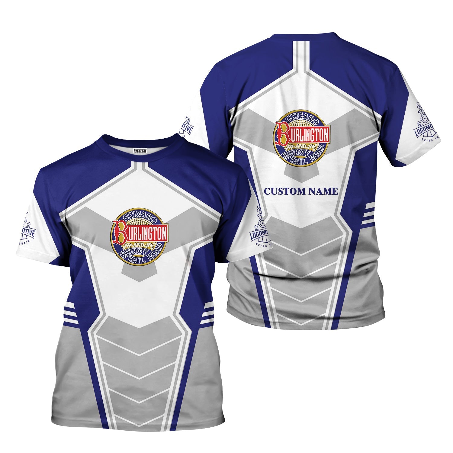 Railspirit Personalized Chicago, Burlington and Quincy Railroad T-Shirt Engine-Inspired Style Train Shirt for Railroad Fanatic