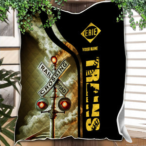 Railspirit Personalized Erie Railroad Premium Quilts Railroad Crossing Sign Quilts All Over Print