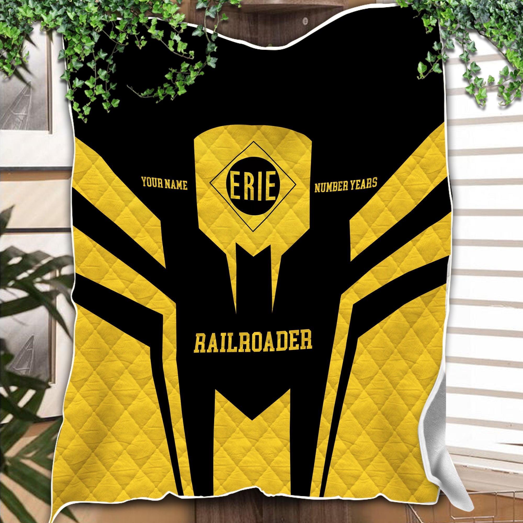 Railspirit Personalized Erie Railroad Premium Quilts Custom Year Railroader Gift Idea For Train Lover