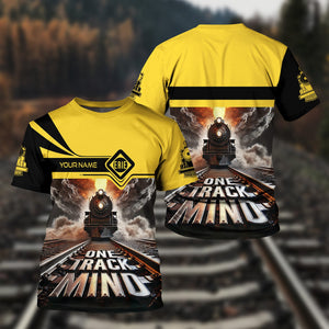 Railspirit Personalized Erie Railroad T Shirt One Track Mind Train Printed Shirt