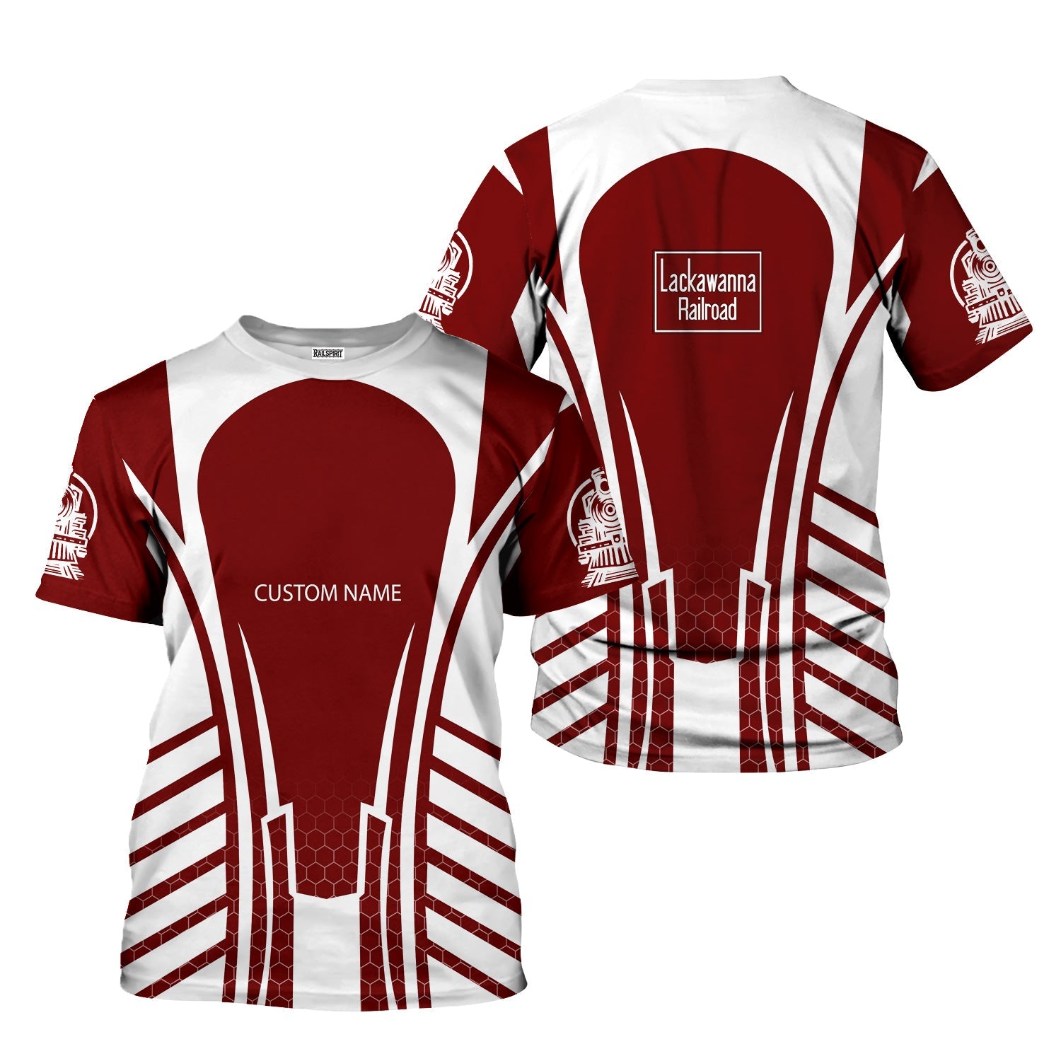 Railspirit Personalized Delaware, Lackawanna and Western Railroad T-Shirt Striped Railroad Style DL&W Train Shirt All Over Print