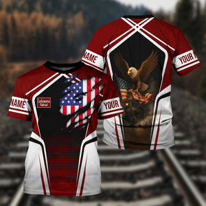 Railspirit Personalized Delaware, Lackawanna and Western Railroad T Shirt American Eagle Vintage Train DL&W Shirt