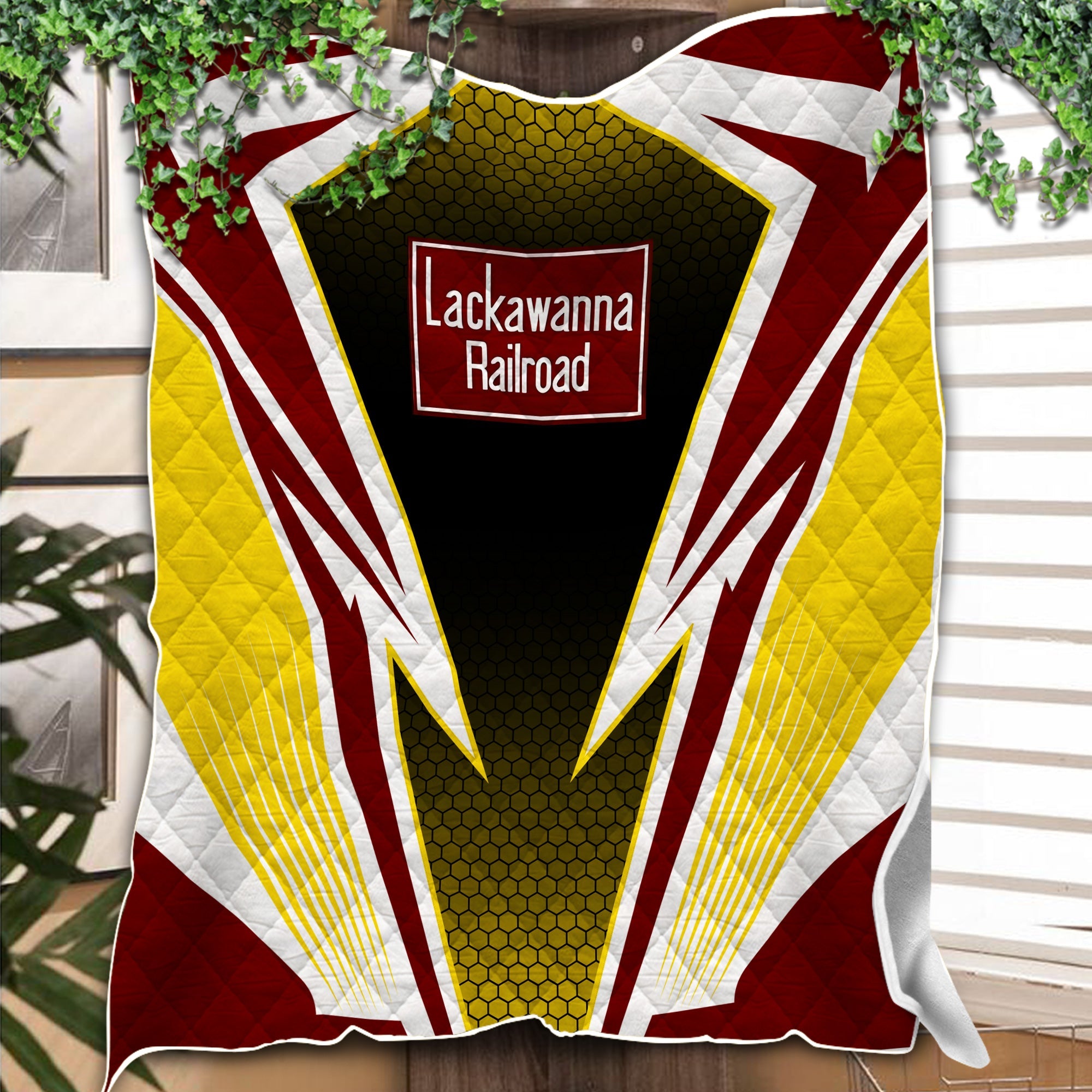 Railspirit Delaware, Lackawanna and Western Railroad Premium Quilts Lightning Graphic Style DL&W Premium Quilts Gift Idea For Train Lover