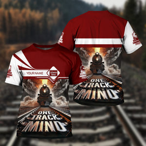 Railspirit Personalized Delaware, Lackawanna and Western Railroad T Shirt One Track Mind DL&W Train Printed Shirt